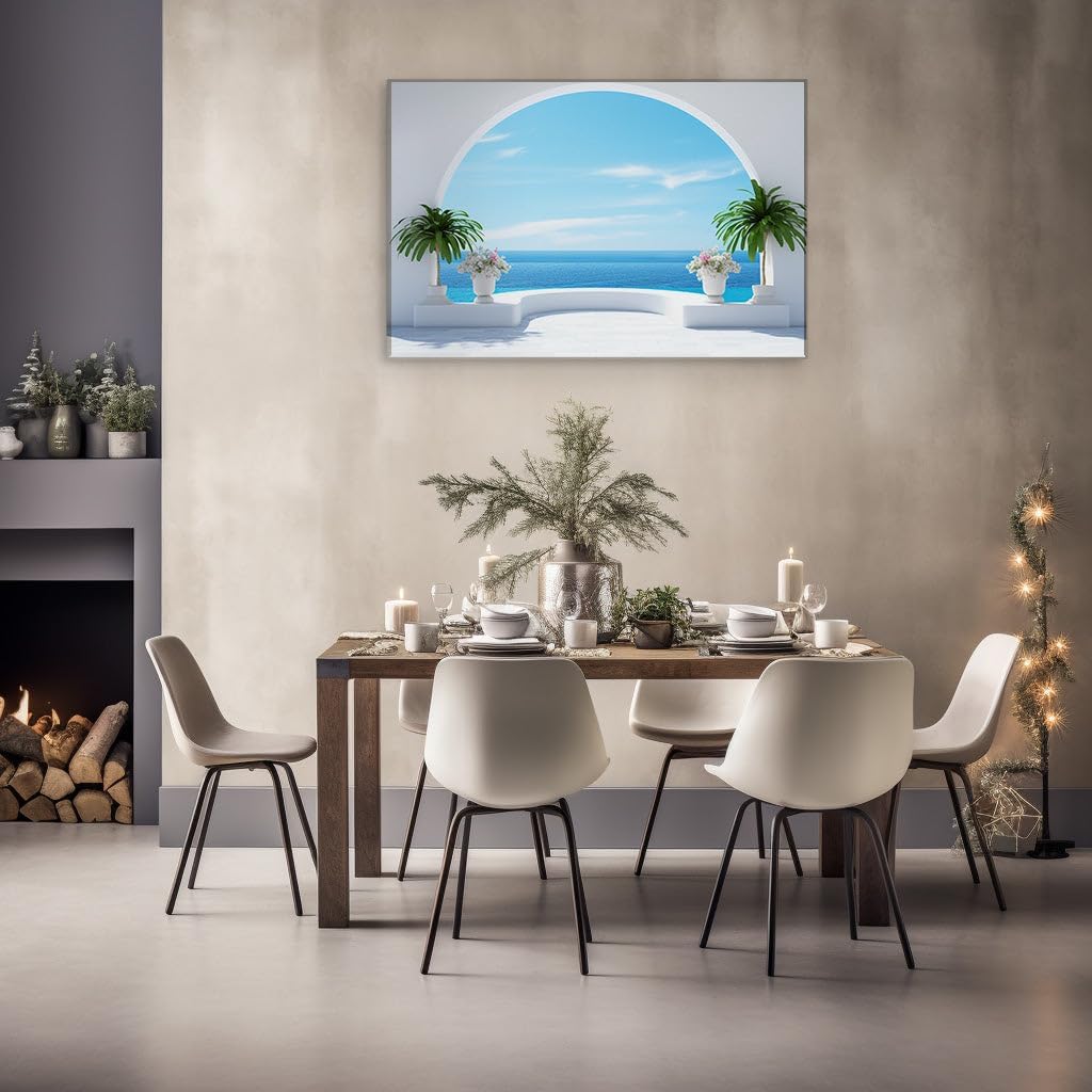 Canvas for Living room. Serene Elegance: Unwind in a Room with Panoramic Sea Views and Nature's Touch, 27 x 18 inch Canvas Wall Art - Ready to Hang - 91x61 cm (36x24 inch)