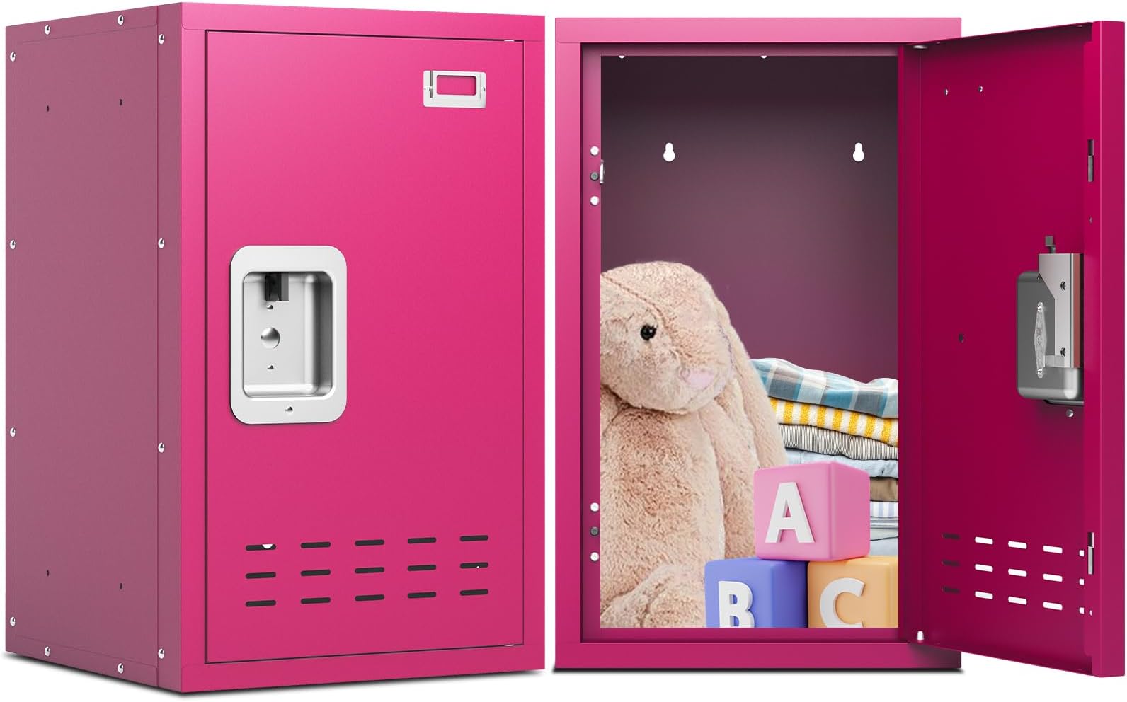 3.2CUB Storage Lockers,Small Metal Locker,Lockable Storage Cabinet, Lockers for Employees,Office,Kids Locker with Lock (Pink)
