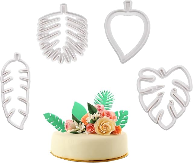 Cookie Cutters, 4 PCS Plastic Fondant Cutter, Leaf Cookie Cutters, Cookie Cutters Set, Biscuit Molds, Leaf Baking Molds for DIY Cake Cupcake Biscuit Pastry Decoration