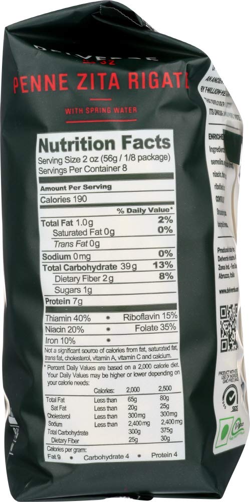 Del Verde Penne Rigate Pasta, 1 Pound - 12 per case.