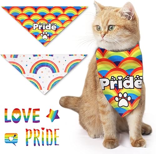 Miniatura 3 de ALIBBON 2 pañuelos para perros del orgullo gay, bandanas LGBT arcoíris para perros, bufandas triangulares lesbianas para mascotas, baberos para el