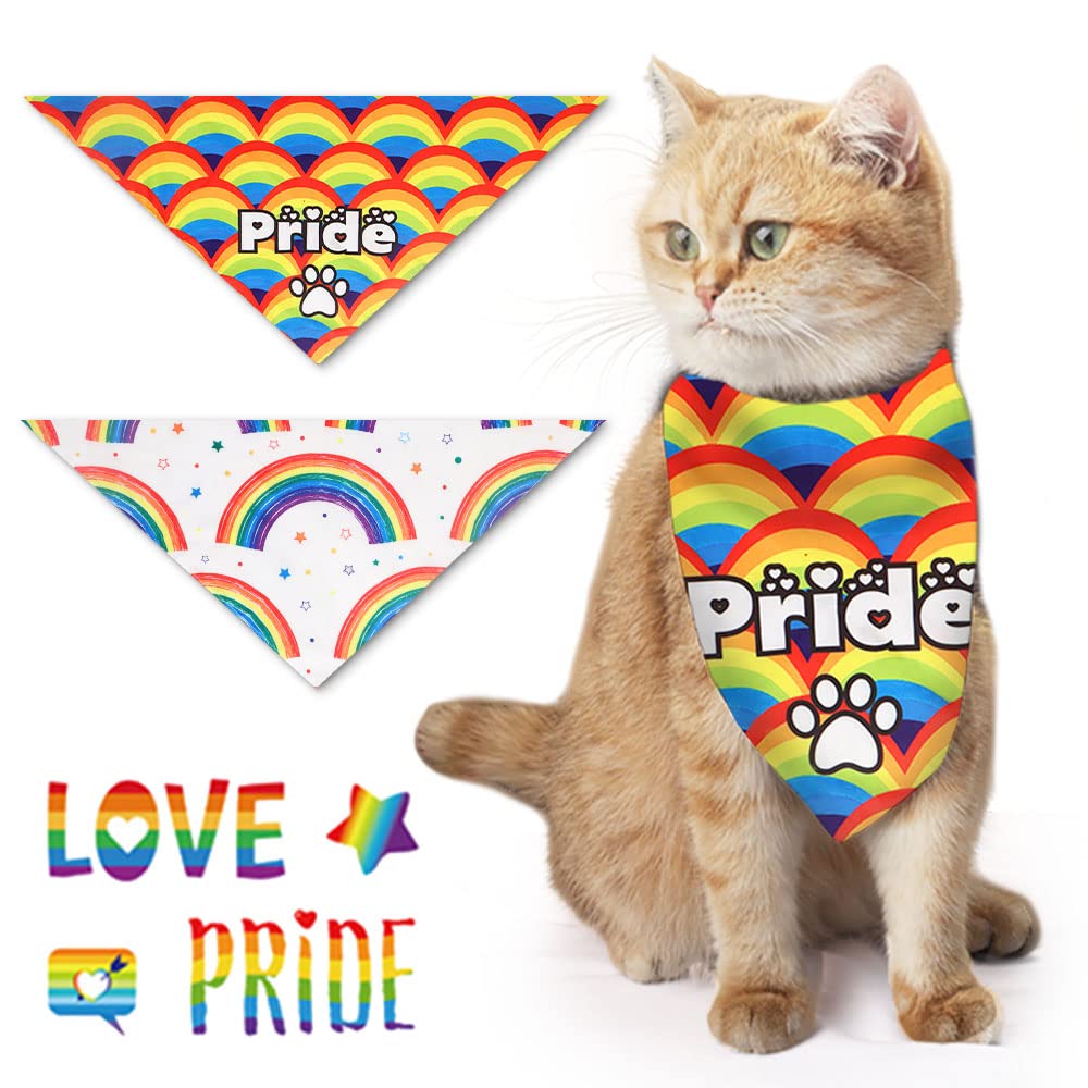 ALIBBON 2 Stück Gay Pride Hundehalstücher – Regenbogen Bandanas Für Kleine Bis Große Hunde, Polyester