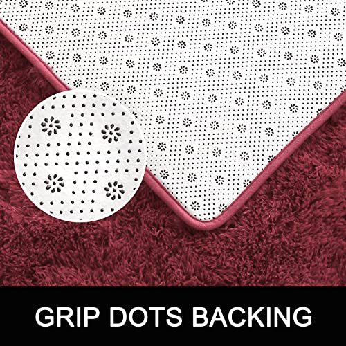 Homore Luxury Fluffy Area Rug Modern Shag Rugs For Bedroom Living Room, Super Soft And Comfy Carpet, Cute Carpets For Kids Nursery Girls Home, 5X8 Feet Wine Red #TOP3