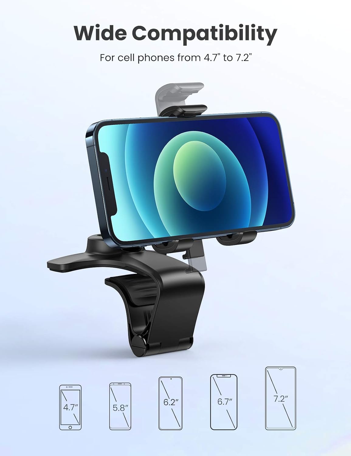 UGREEN Car Phone Holder Dashboard Cell Phone Clip Holder Dash Mount Compatible with iPhone 14 13 12 Pro Max Mini Plus, iPhone 11 SE XS XR 8 7 6 6S Mobile Phone, Black