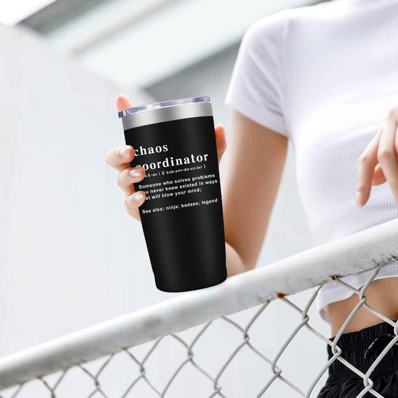 Chaos Coordinator Tumbler Cup,Christmas Gifts for Women,Unique Idea for Employee,Nurse,Boss Lady,Teacher,Office,Gifts for Women,Mom,Coworker,Birthday Gift,Thank You,20 oz Black Mug - Image 3