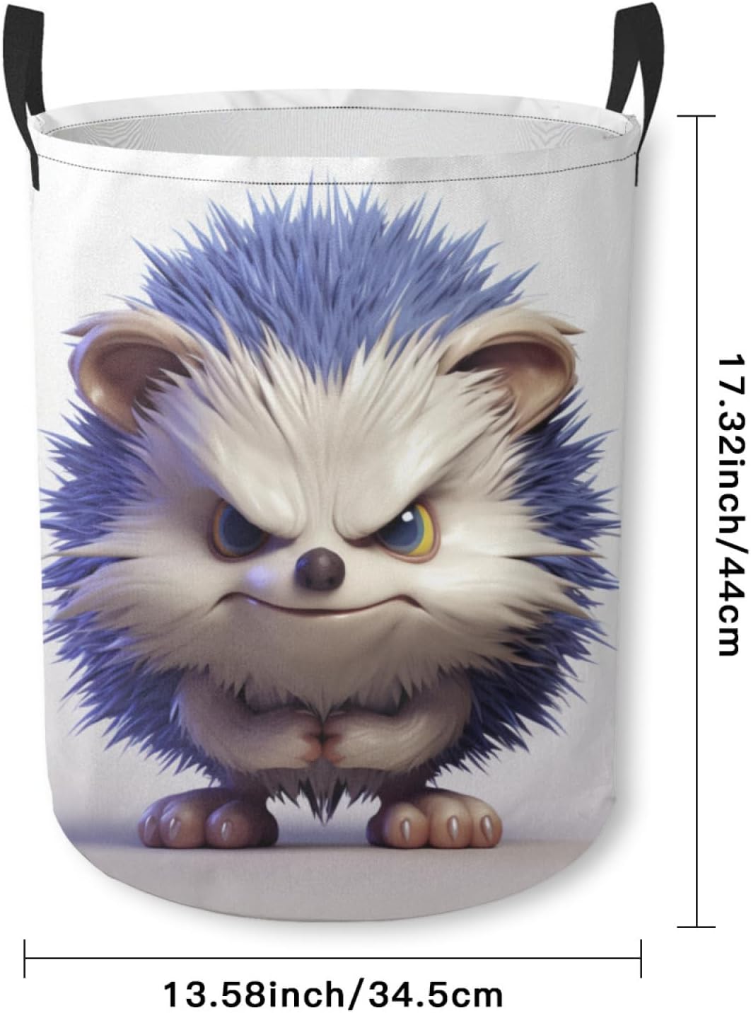 Funny Evil Hedgehog Waterproof Foldable Storage Bin, Dirty Clothes Laundry Basket, Canvas Organizer Basket for Laundry Hamper, Toy Bins, Gift Baskets, Bedroom, Clothes, Kids Hamper image 2
