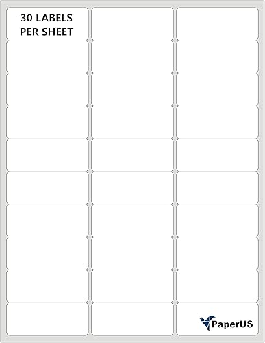 Etiquetas rectangulares blancas mate (30  1 pulgada x 2-58 pulgadas, 25 hojas)