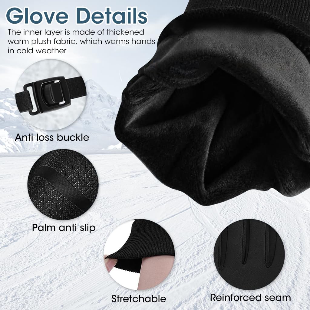 GUSTAVE Winter Gloves Warm Splashproof Windproof Bike Touchscreen Grip M 1