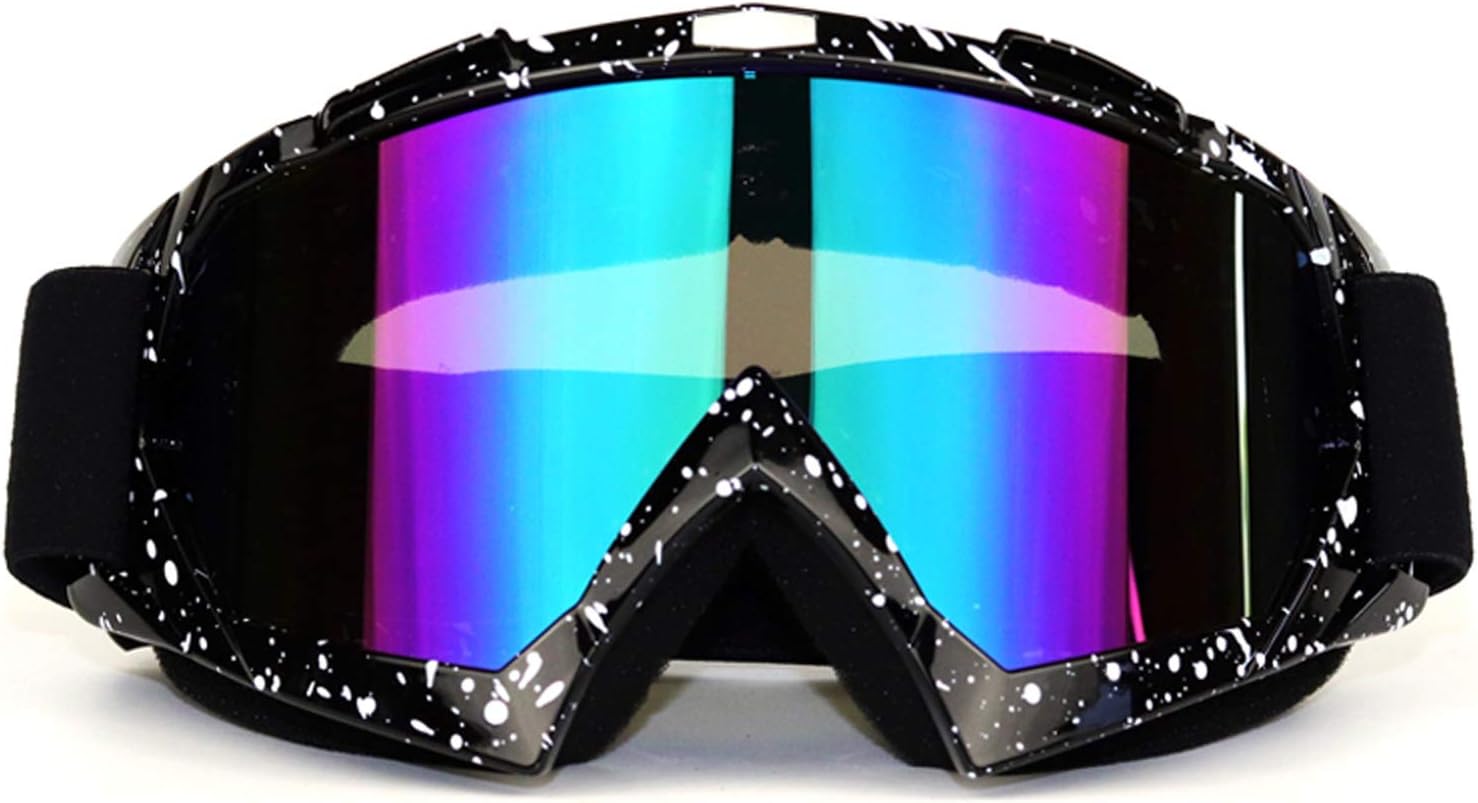 Motorcycle Goggles Dirt Bike Motocross ATV Goggles Off RoadFit Over Glasses for Man Women Youth Adult Black White