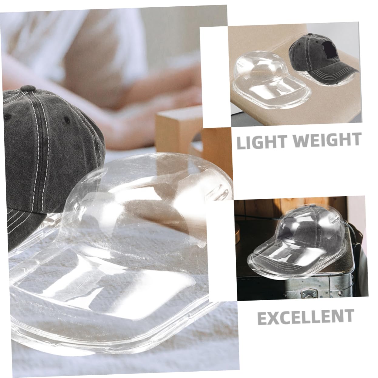 Gatuida Organizador de Gorras de Béisbol 6 Unidades Cajas Transparentes Colgantes, Soporte de Plástico Pp para Proteger y Organizar Sombreros Visera Curva en Hogares y Tiendas