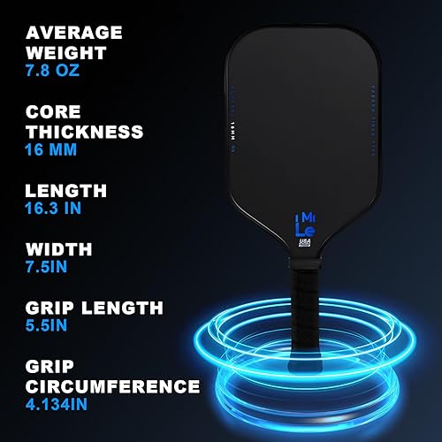Miniatura 2 de Paletas de pickleball de fibra de carbono aprobadas por USAPA - Superficie de fibra de carbono cruda T700, núcleo de panal de polipropileno de 0.63