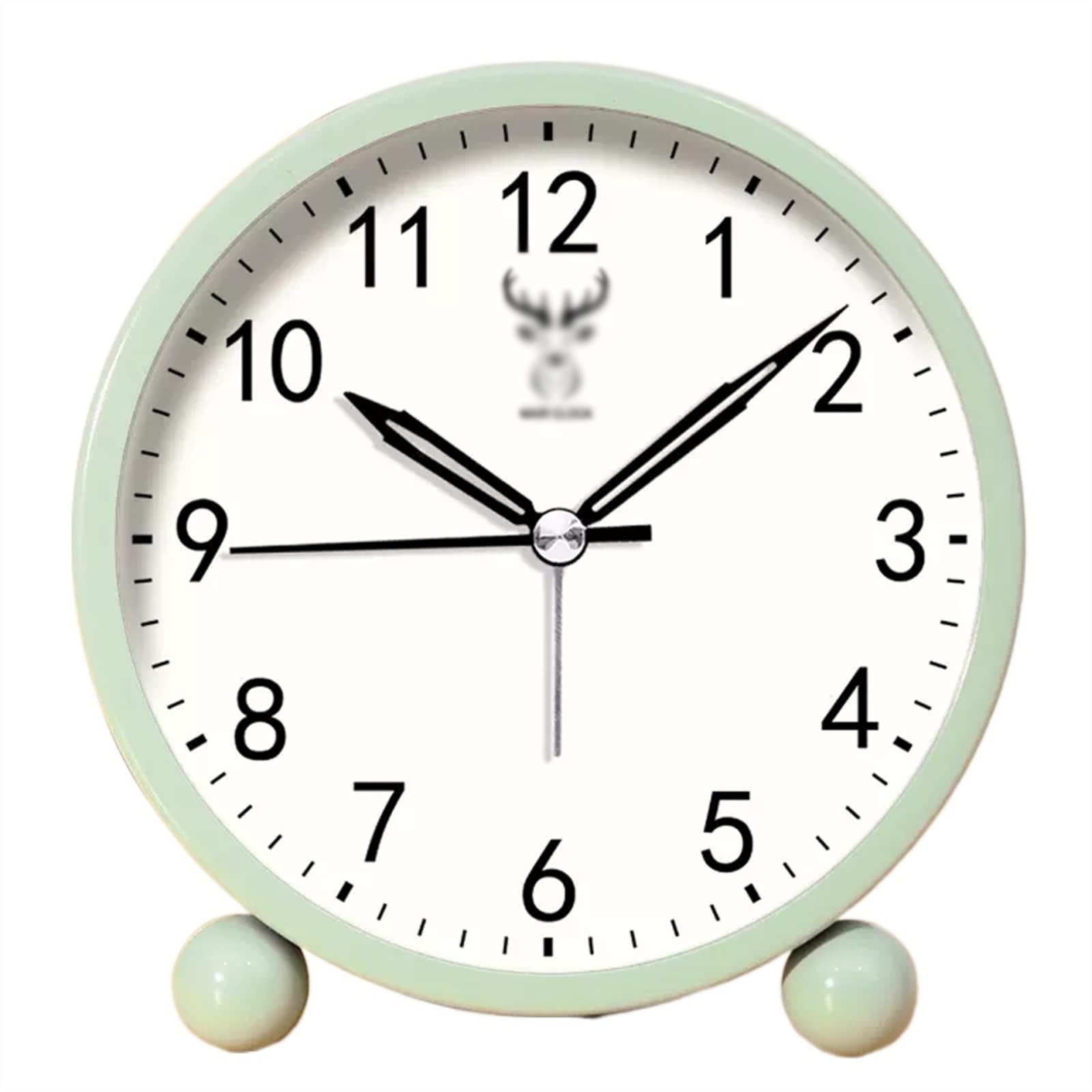 BMKGODN alarm clock， 4" Battery Operated Analog Alarm Clock,Small Silent Bedside Desk with Night Light(Green)
