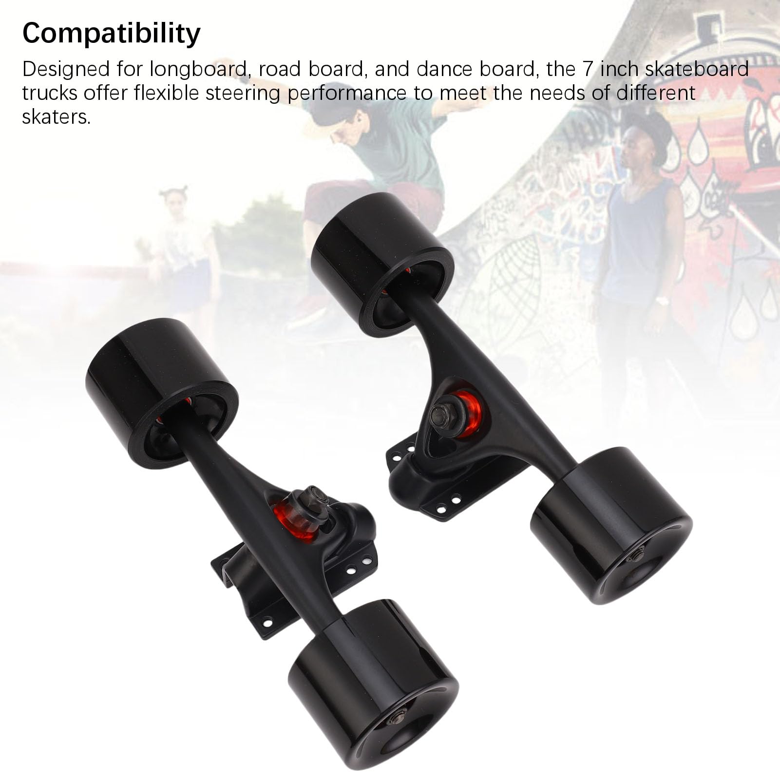 Tbest Longboard Trucks Aluminium ALLIAG 7 Pouces Tamis de Planche à roulettes avec Roues Combo pour Longboard Road Board Dance Board 2PCS