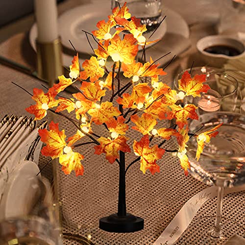 Tabletop Maple Tree Light 24 Led Lighted Maple Tree Usb/Battery Operated Artificial Maple Tree Lamp With Timer And 8 Modes Switch For Thanksgiving, Home, Party Decor #TOP1