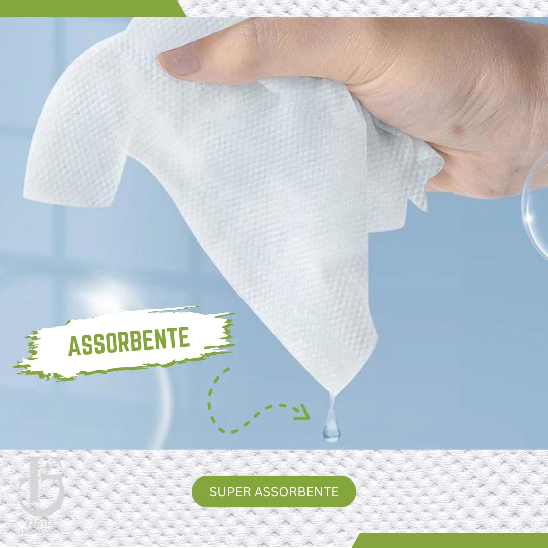 2 Rotoli carta Asciugatutto industriali extra resistenti - 1600 Strappi Rotolo, Bobina Pura Cellulosa 2 Veli idonea per dispenser - Rotoloni asciugatutto, carta assorbente cucina