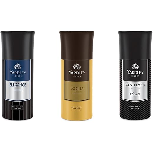 Yardley Deodorant Body Spray for Men 150ml Pack of 3 Gold