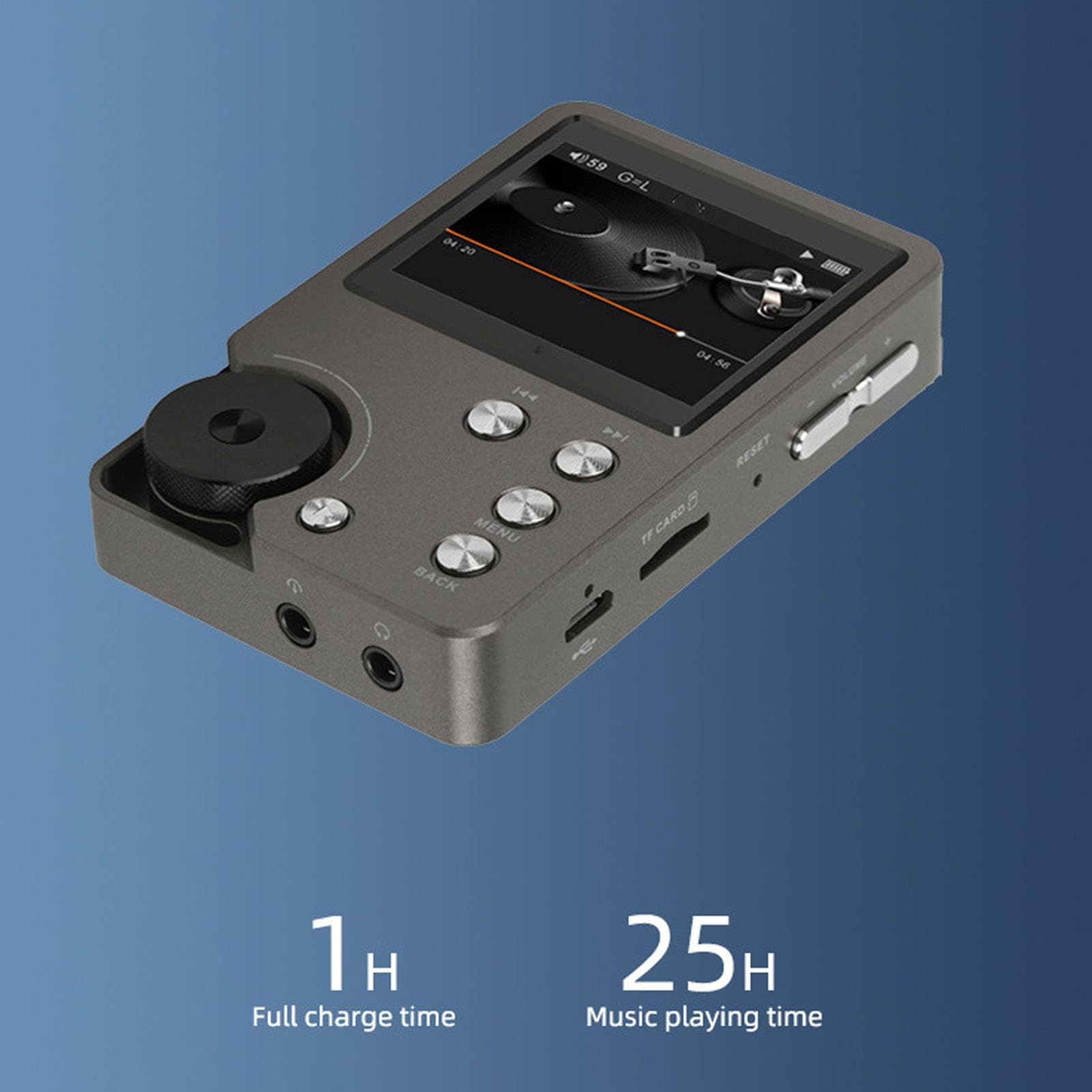 Lettore MP3 HiFi, Lettore Musicale Audio Digitale Ad Alta Risoluzione DSD Senza Perdita, con Scheda di Memoria da 64 GB, Supporta Fino a 256 GB