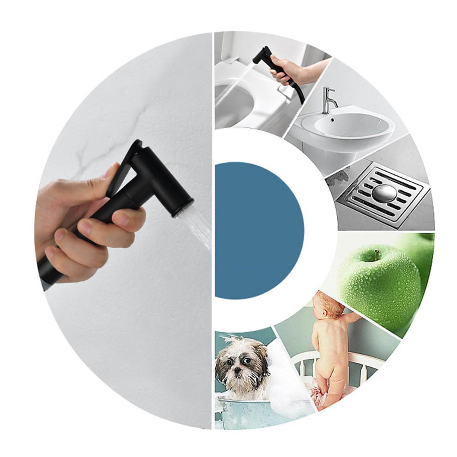 Set Composto da Idroscopino Bidet Portatile Miscelatore per Bidet Tubo Doccia Acqua Calda E Fredda,Spazzolato
