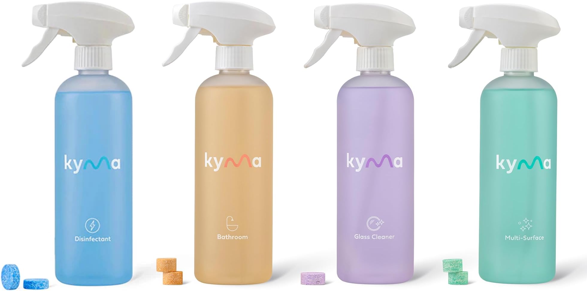 Fab Four, Non-Toxic, Eco Friendly, Fights Viruses & Bacteria, 4X500ml Surface Cleaners, Disinfectant,Multi-Surface Cleaner, Glass Cleaner, Bathroom Cleaner