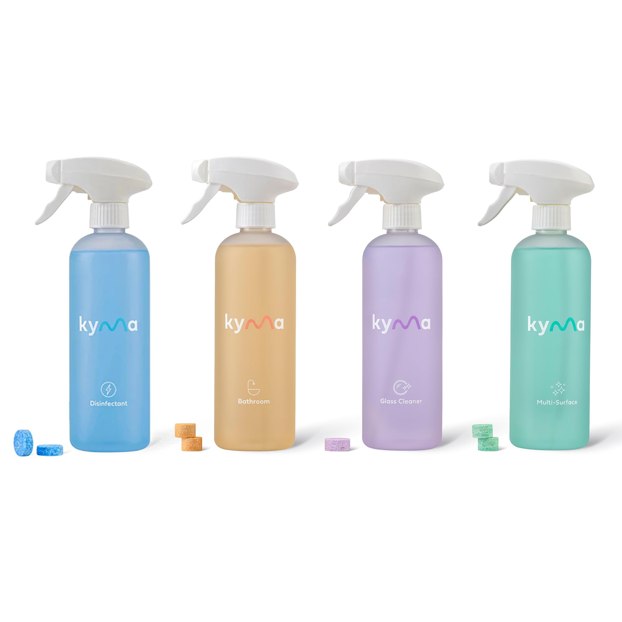 Fab Four, Non-Toxic, Eco Friendly, Fights Viruses & Bacteria, 4X500ml Surface Cleaners, Disinfectant,Multi-Surface Cleaner, Glass Cleaner, Bathroom Cleaner