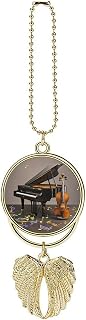 Piano Violin Music Notes Car Hanging Ornament Car Rearview Mirror Pendant Personalized Hanging Car Charm Cute Car Decor Rear View Mirror Accessories Funny Auto Interior Hanger Decoration Golden-Style