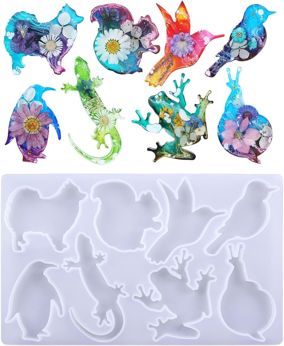 Bird Snail Frog Squirrel Lizard Dog Penguin Shape Mold Animal Epoxy Resin Casting Molds Candle Wax Melts 3D Fondant Chocolate Cake Mold Cake Decoration Cupcake Topper Mini Handmade Soap Molds-image-37