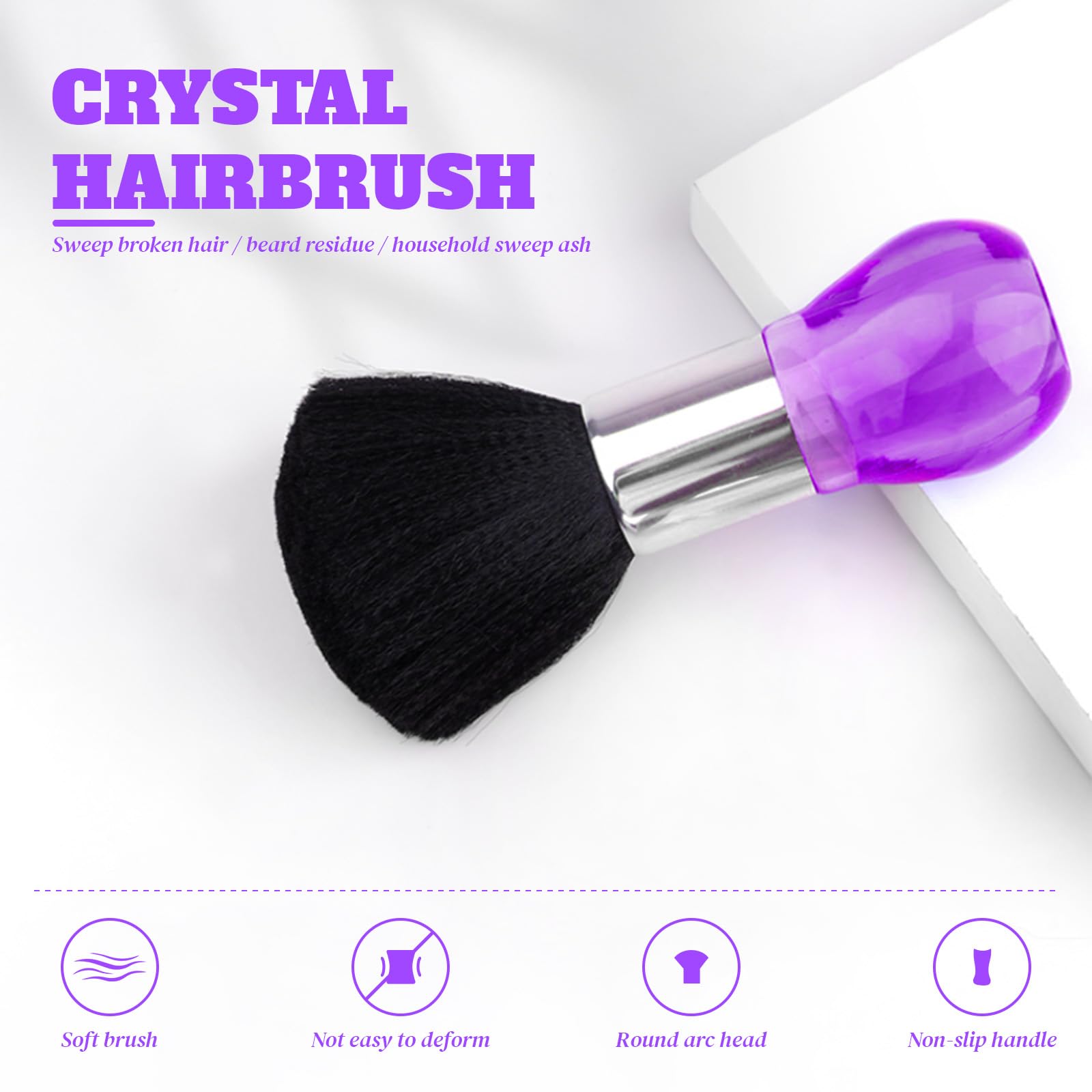 PAITOK Barber Neck Brushes for Hairdressers,Professional Soft Hair Cutting Cleaning Brush Salon Household Neck Duster Brush Barbering Equipment for Remove Shredded Hair (Purple Handle) - Image 3