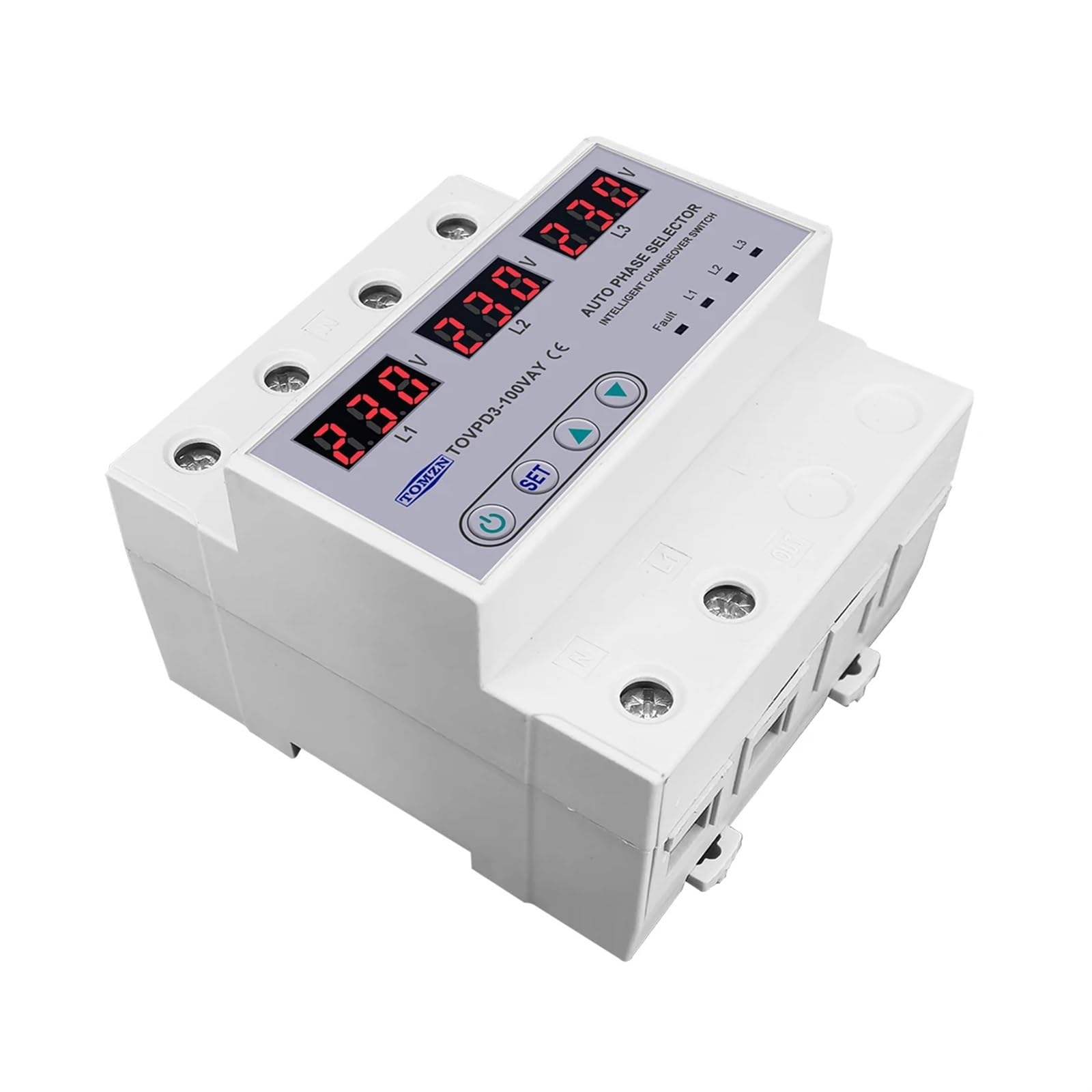 Protection surtension triphasée 100A avec voltmètre de phase intégré