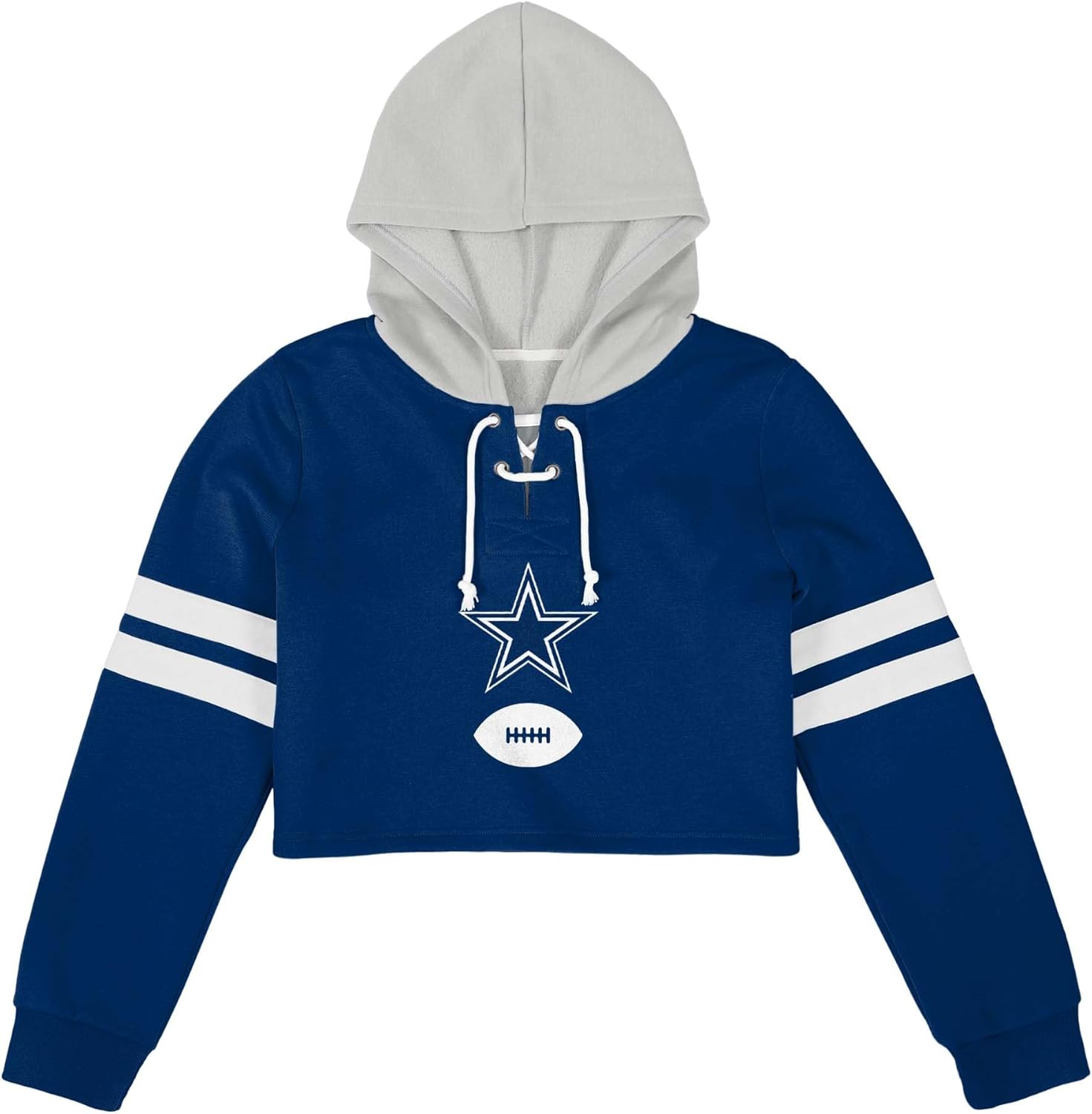 FOCO Women's Standard Striped Sleeve Cropped Hoodie, Team - Image 4