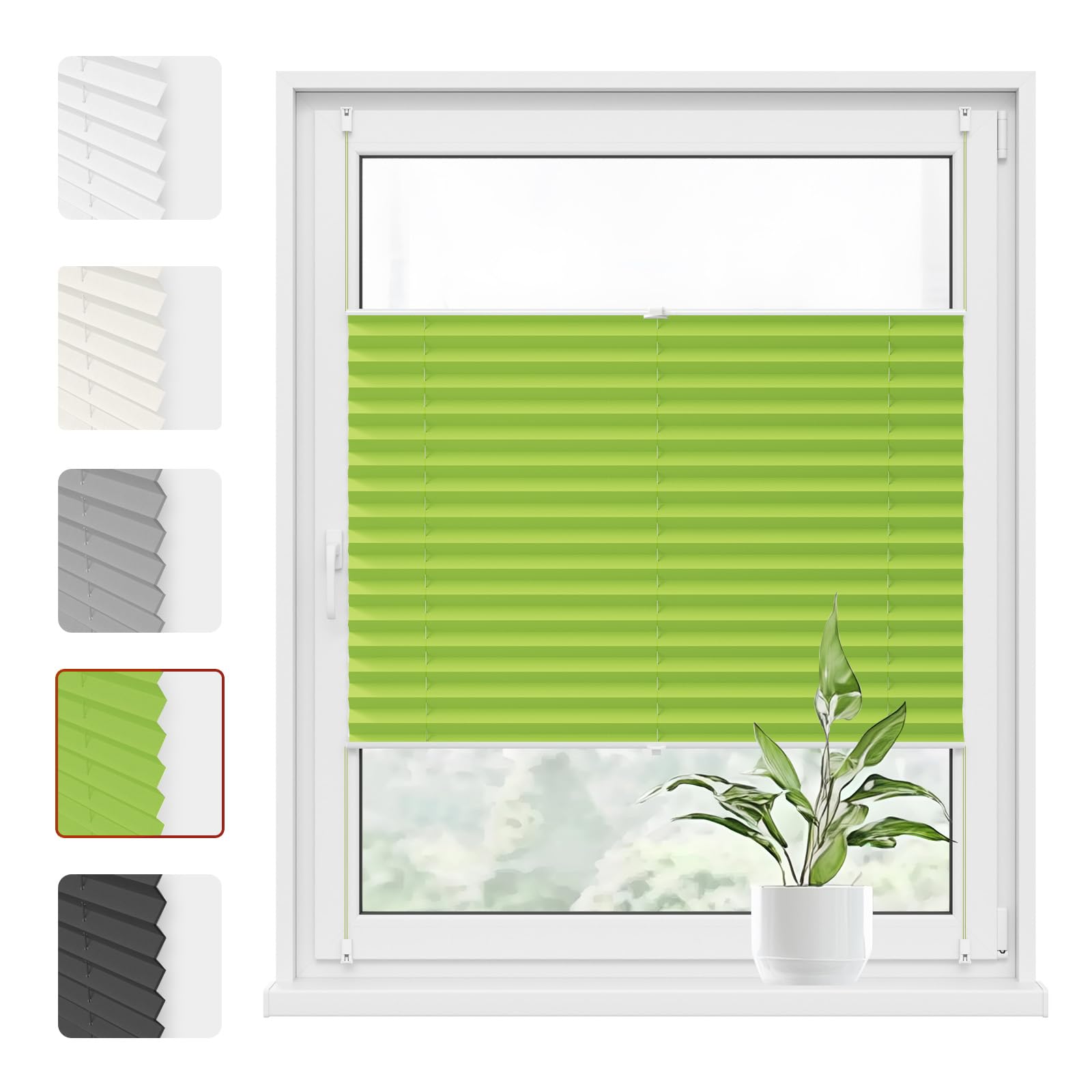 WOLTU #325 Plissee Klemmfix ohne Bohren Faltrollo Plisseerollo mit Klemmträger Lichtdurchlässig, Jalousie Sichtschutz und Sonnenschutz Easyfix Rollo für Fenster & Tür