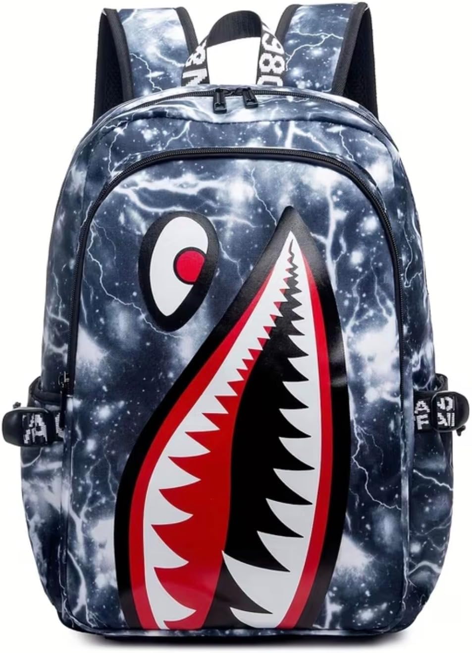 Shark Mouth Backpack, Galaxy Print, School Bag with Teeth Design, Multiple Patterns Available (Explosion)