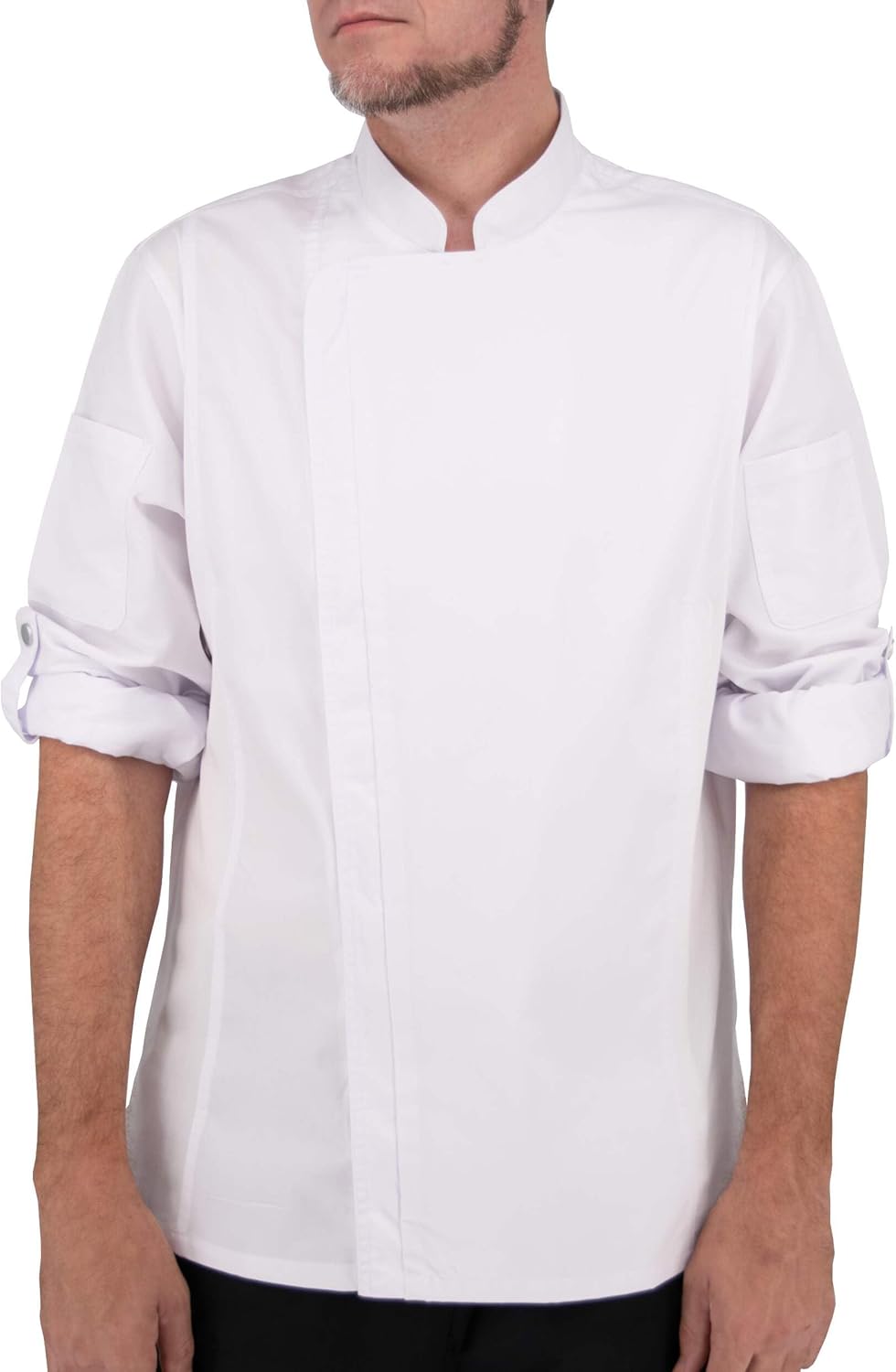 Culinary Master Men's Breathable Long Sleeve Premium Zip Up Chef Jacket Coat
