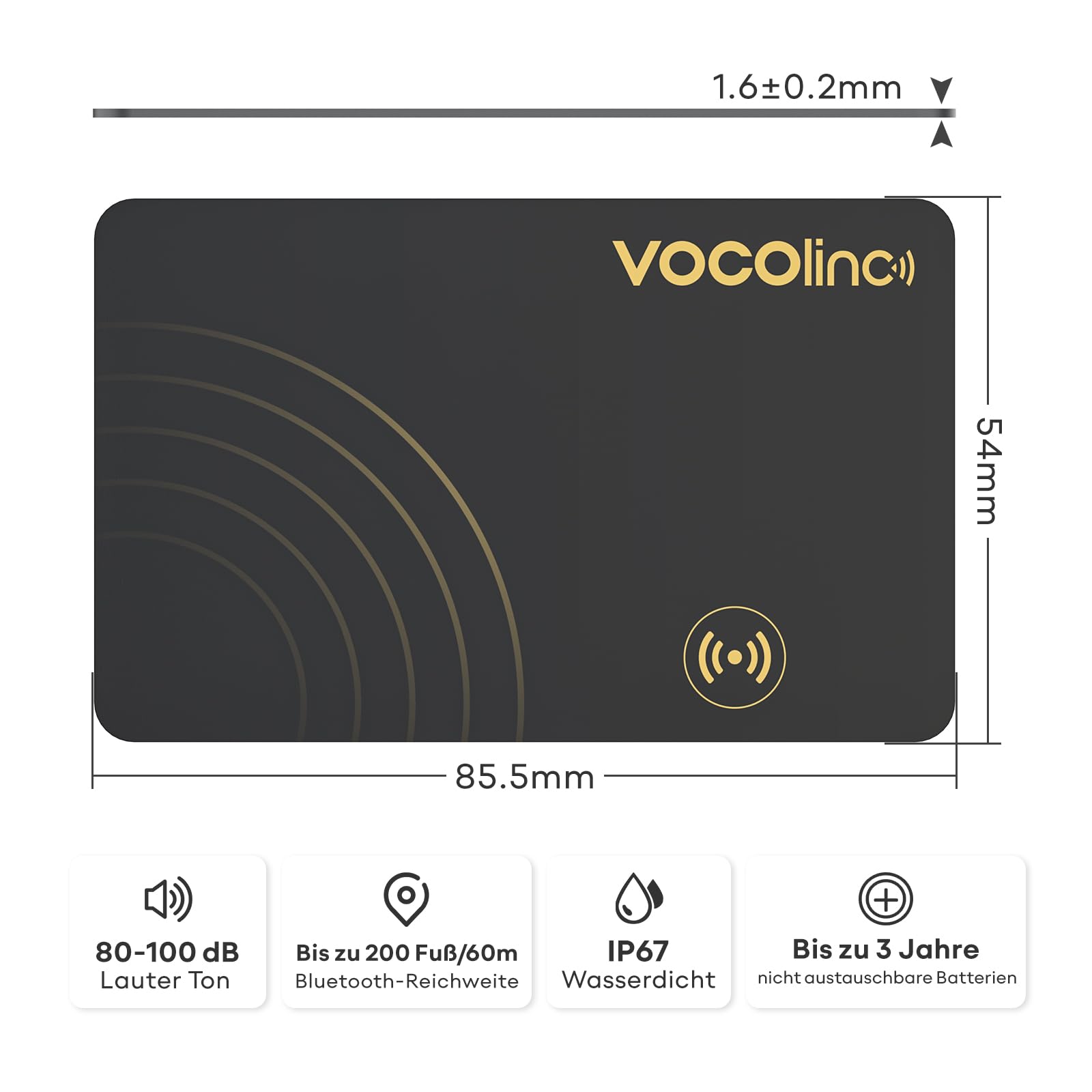 VOCOlinc Wallet Tracker Ultra-Fin 1.6mm, Air Tag Traceur Lot de 2 Compatible avec Apple Localiser (iOS Uniquement), Bluetooth Localisateur d'Objets Carte pour Portefeuille, Bagages, Valise, Passeport