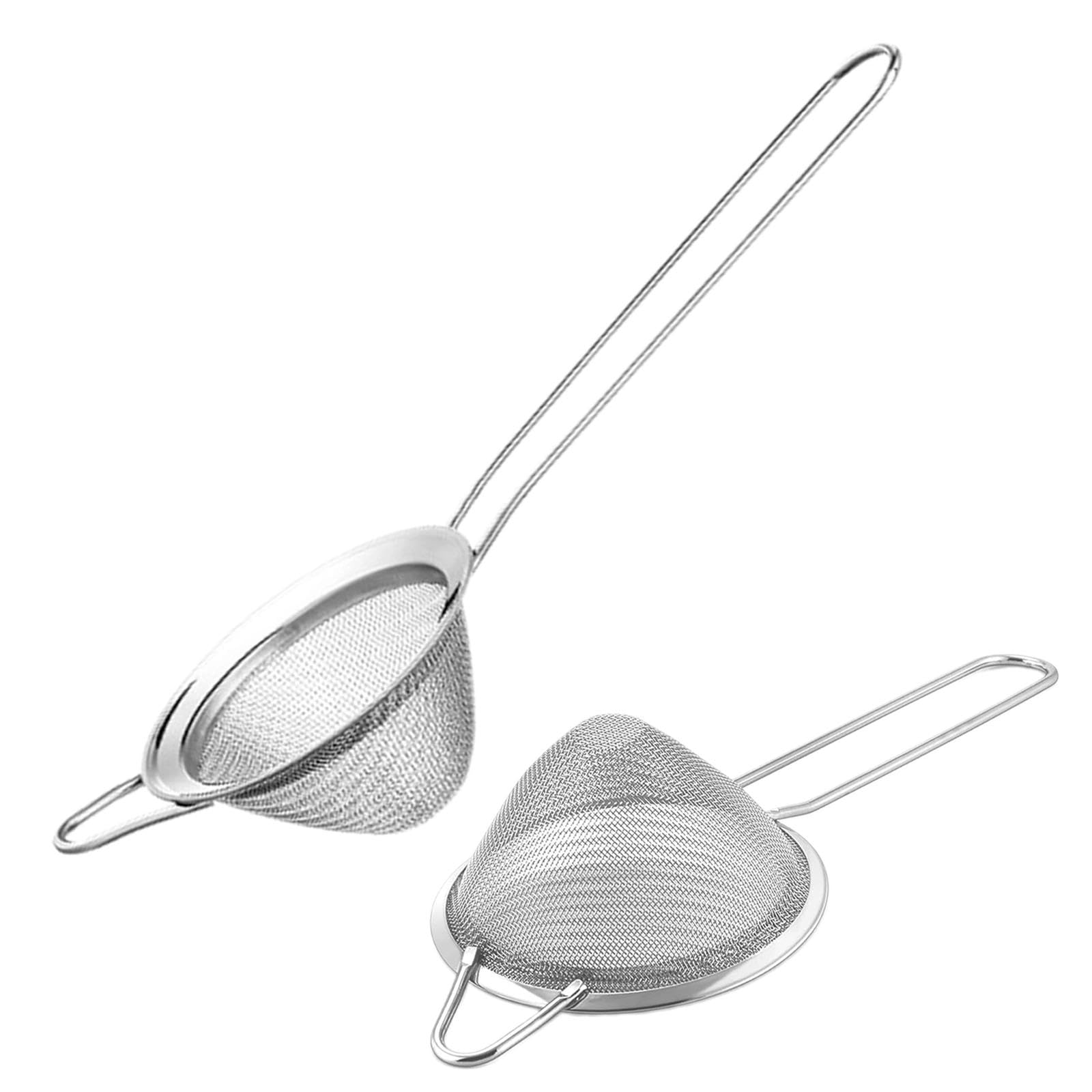 2-Piece Cocktail Strainer Stainless Steel Sieves, Conical Strainer with Handle