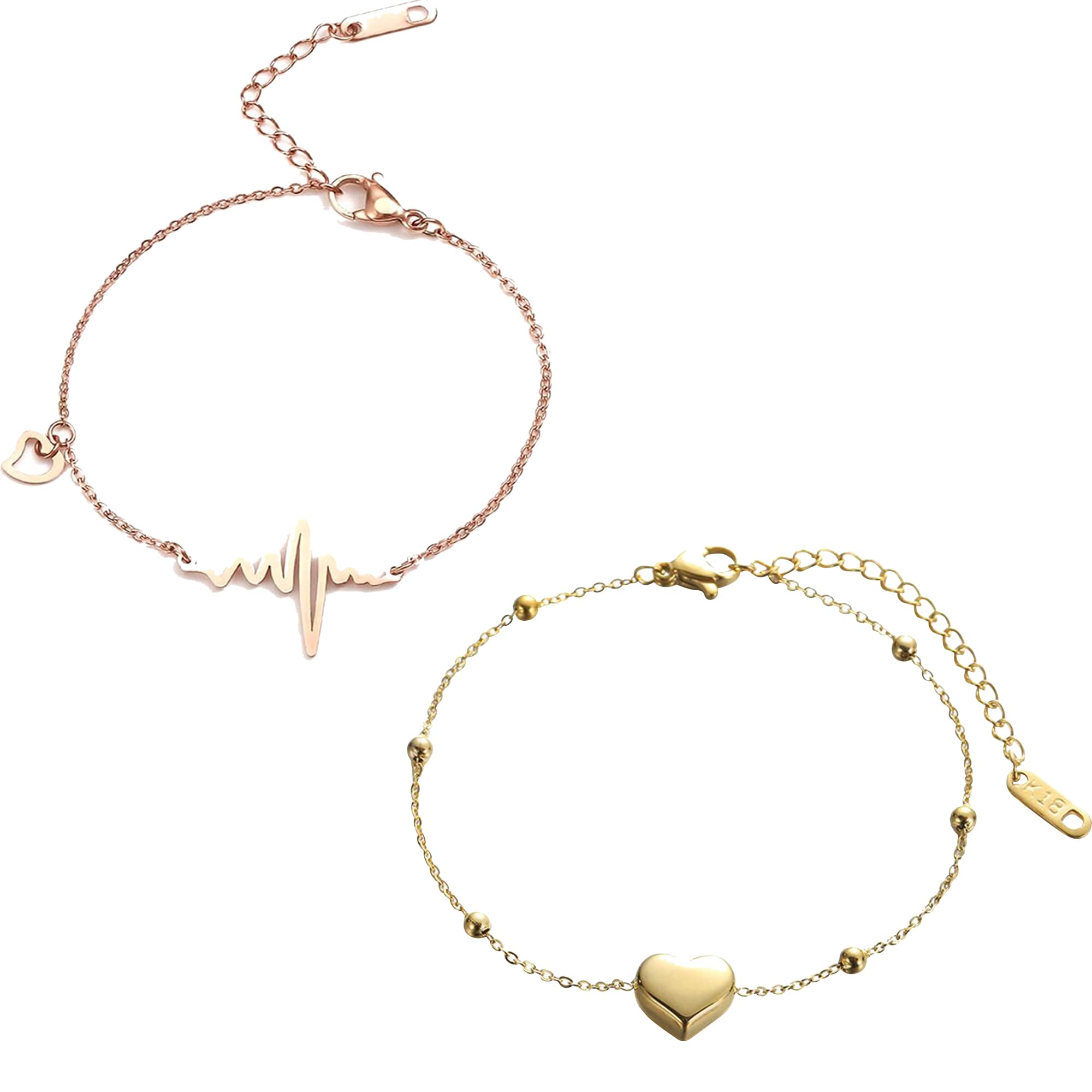Fashion Frill Anklets For Women Love Heartbeat Design Gold Chain Anklets For Women Girls Love Gifts Jewellery Pack of 2 (B0CJV8WZSK) Amazon Price History, Amazon Price Tracker