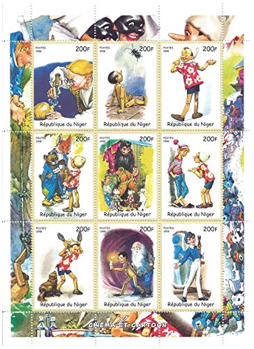 Francobolli classici Pinocchio per collezionisti - 9 francobolli - 1998 / Niger / 200F