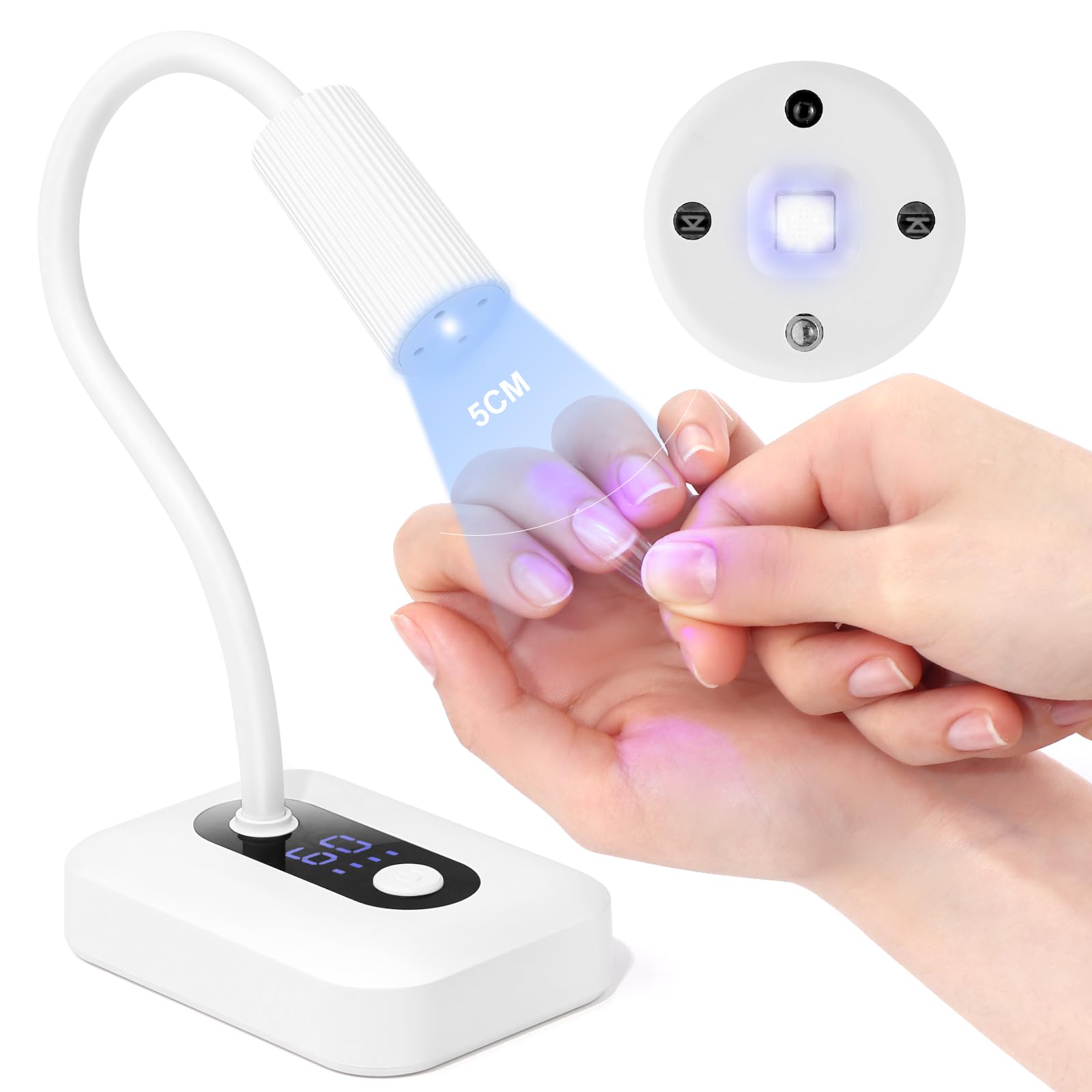 SAVILAND Smart Sensor UV Nail Lamp: Gooseneck 12W UV Light for Gel Nails 3S Flash Cure Light 3 Timer 360° Adjustable Rechargeable 6H Battery Life LED