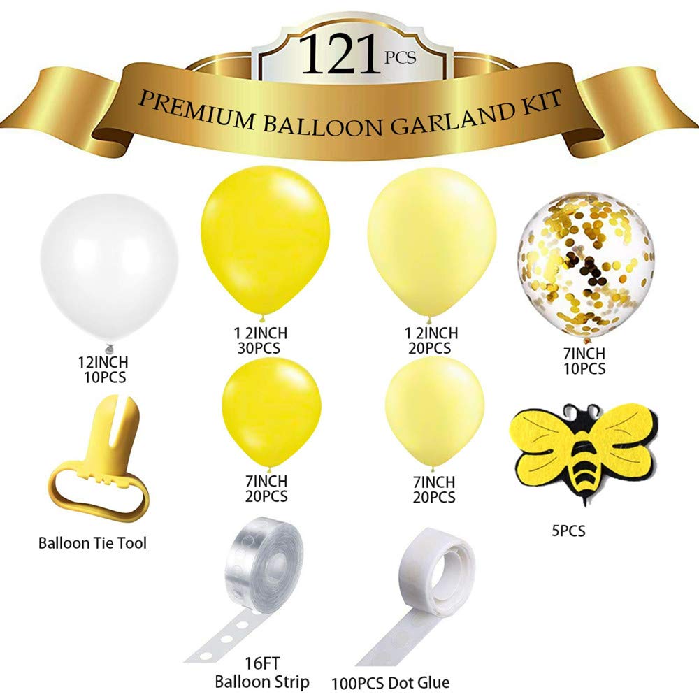 Buy 121pcs Yellow Balloons, Balloon Garland Arch Kit, Honeybee Theme