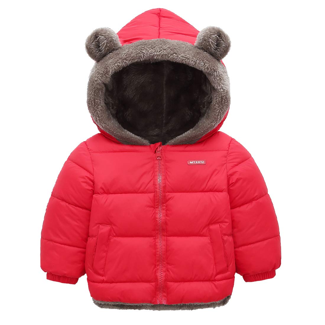 Happy Cherry Kids Down Jacket Winter Warm Hooded Zipper Packable Windproof Down Coat 3-9T