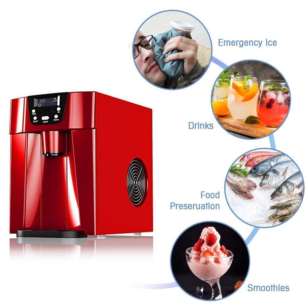 15kg Ice Maker Stainless Steel, 220v Ice Making Machine Countertop, Ice Cube Maker Machine, Ice Maker Compact Clear For Kitchen Home Bars on Fridge.com - View 5