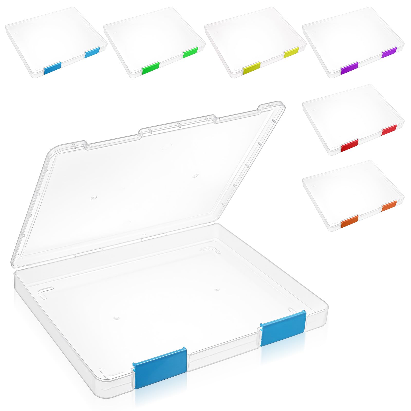 Transparente A4-Aktenbox für Dokumente, Kunststoff, Brettspiel, Aufbewahrungsbehälter, Zeitschriftenschutz, Aktenhalter mit Schnalle, bunt, 32 x 24 x 3 cm, 6 Stück