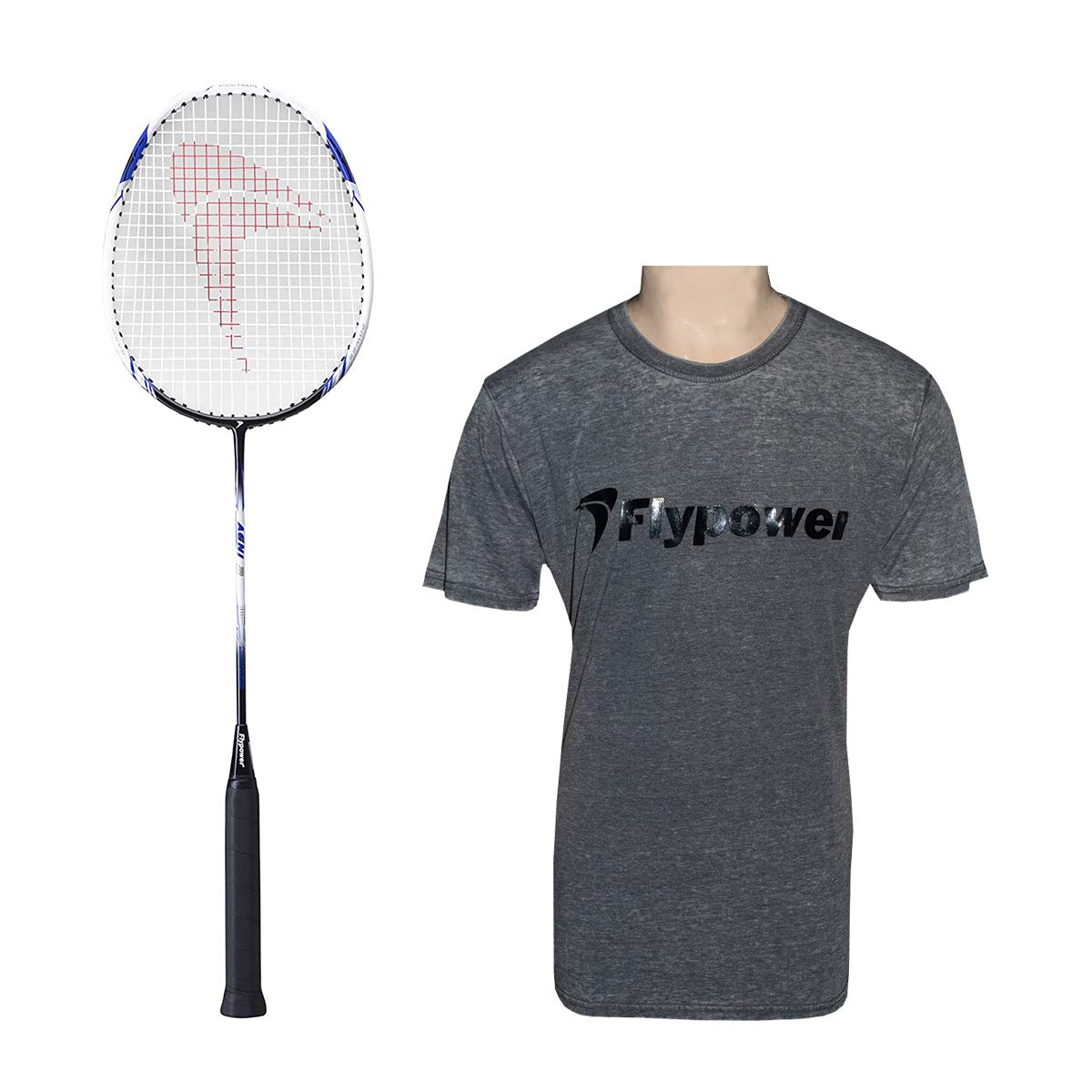 FLYPOWER BADMINTON RACKET AGNI 2 WITH T-SHIRT U.K RANJINI GREY SIZE M-image-48