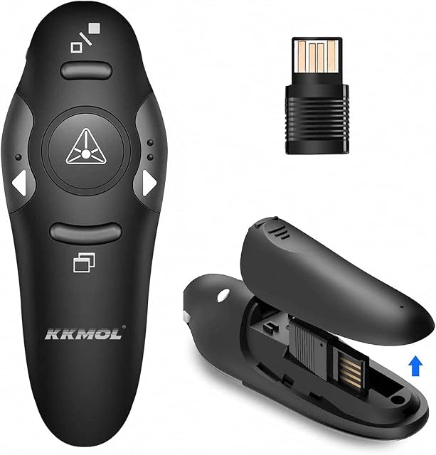 Wireless USB Presenter PPT Remote Control Presenter Pen,2.4GHz PowerPoint presentation Clicker, Pointer PPT Remote Control Presenter Flip Pen for School or Office(Black)