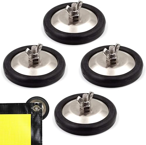 WFPOWER Paquete de 4 letreros de advertencia con imán base, soporte universal para bandera, almohadilla de goma y tuerca de ala, soporte magnético