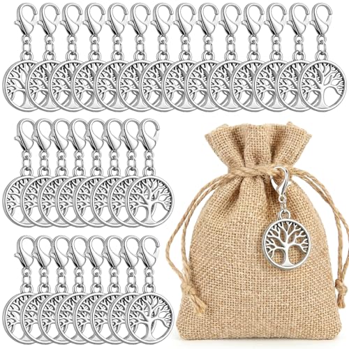 Otuuz 30 Porte-Clés Arbre de Vie, Pendentifs Porte-Bonheur Émaillés avec Fermoir Mousqueton, Idéal pour Noël, les Mariages, les Baptêmes, les Communions...