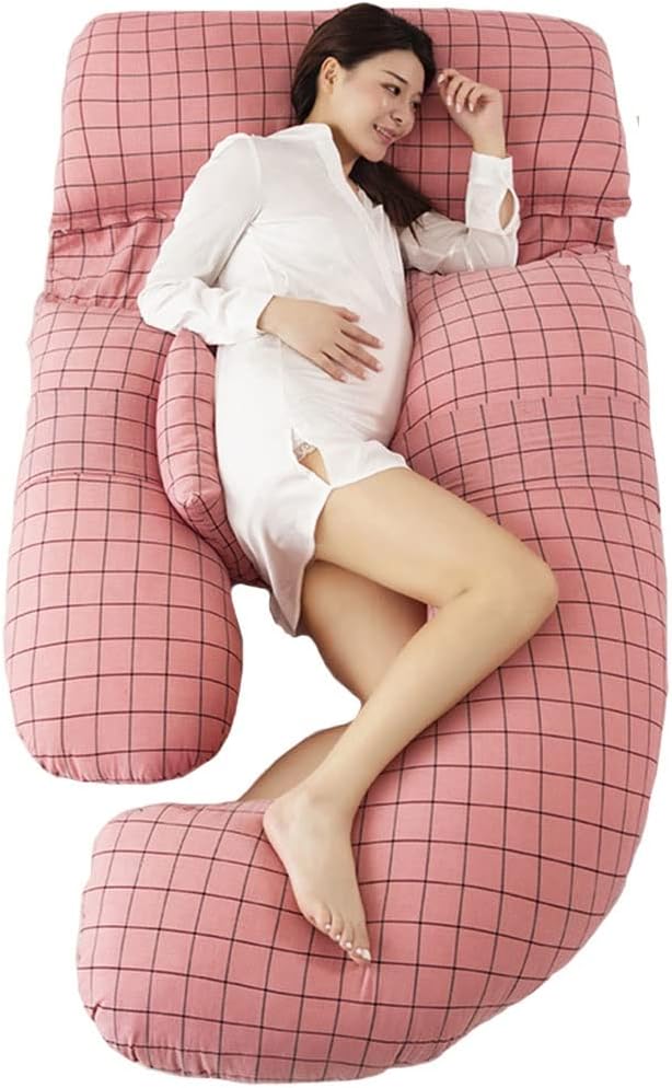 Pregnancy Pillow Cotton U-Shaped Maternity Pillow Removable and Easy to Wash Multi-Functional Breastfeeding Pillow Tummy Neck Pillow (Color : A5, Size : 180x80cm)