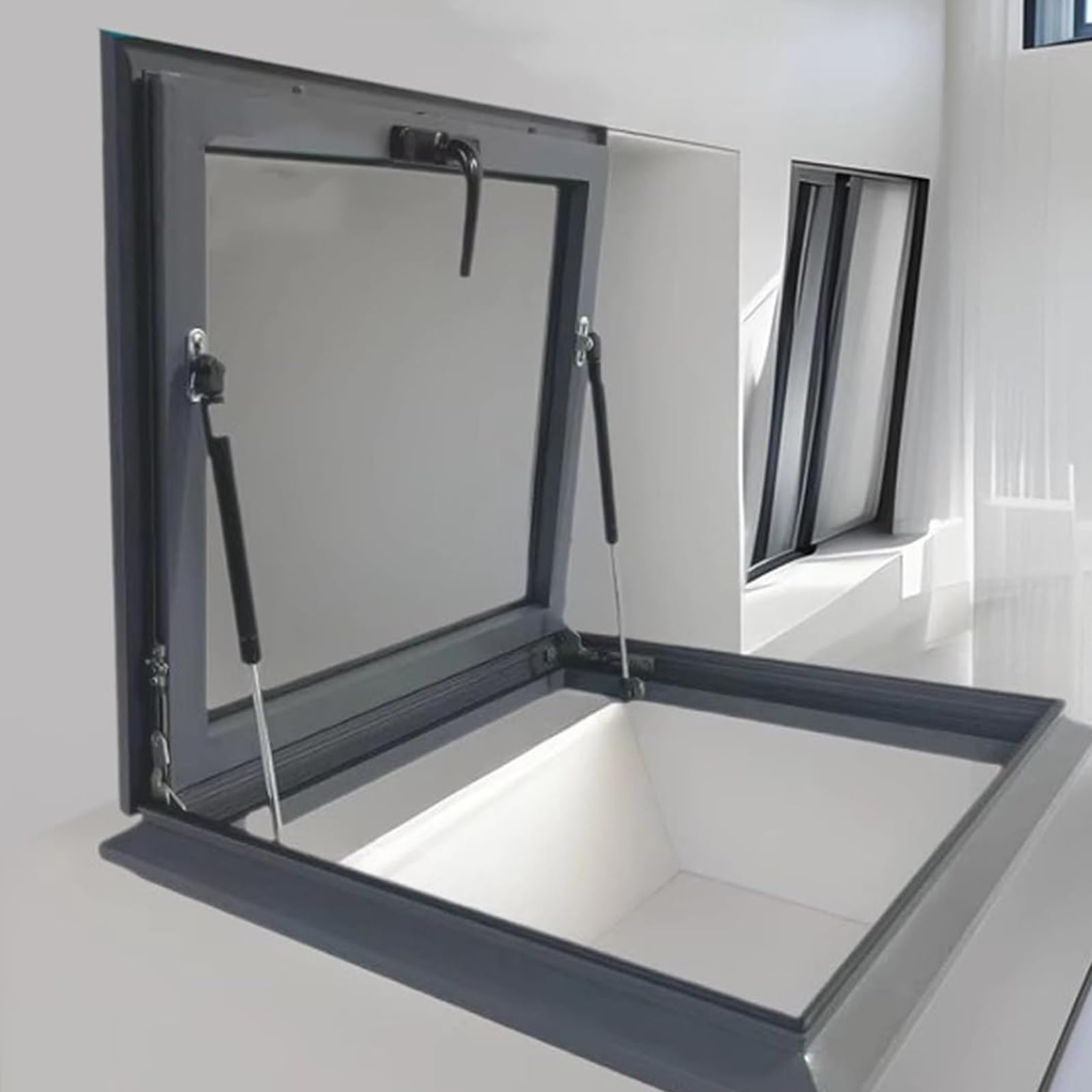 Aluminiowe okno dachowe dwuwarstwowa izolowana lampa dachowa do dachów skośnych 90 x 90 cm (35,4 x 35,4 cala) - idealna do piwnic i szop na strychach