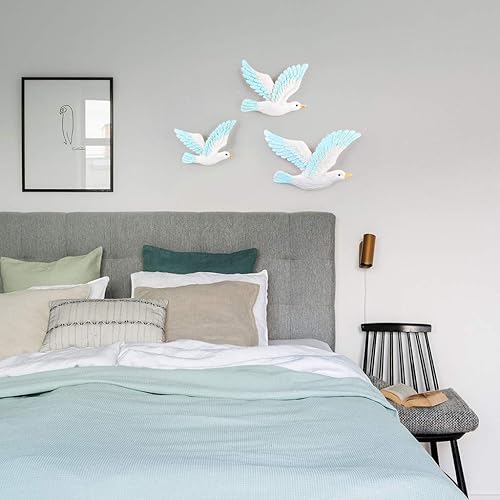 Miniatura 6 de MDLUU 3 piezas de arte de pared de gaviota, decoración para colgar en la pared, placas de pared de gaviota para dormitorio, temática costera para