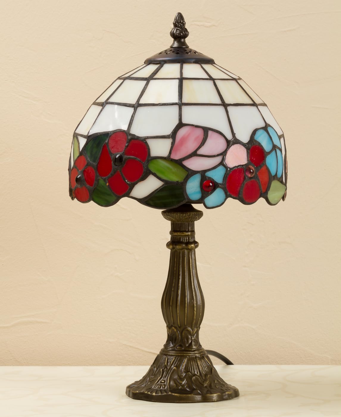 Tischlampe, Tischleuchte, Lampe im Tiffany-Stil Blüten 21x35cm