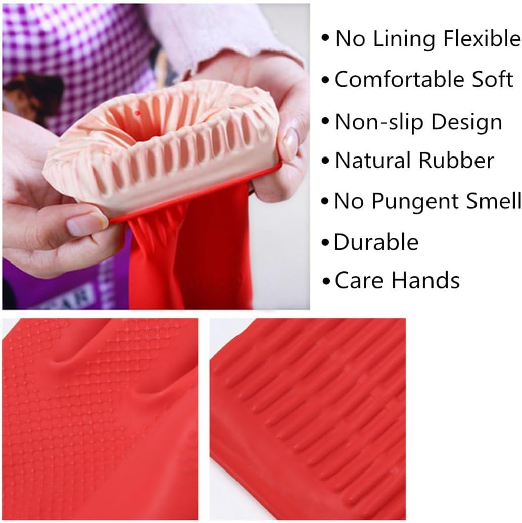 Rubber Cleaning Gloves Kitchen Dishwashing Glove 2-Pairs And Cleaning Cloth 2-Pack,Waterproof Reuseable.(Small)